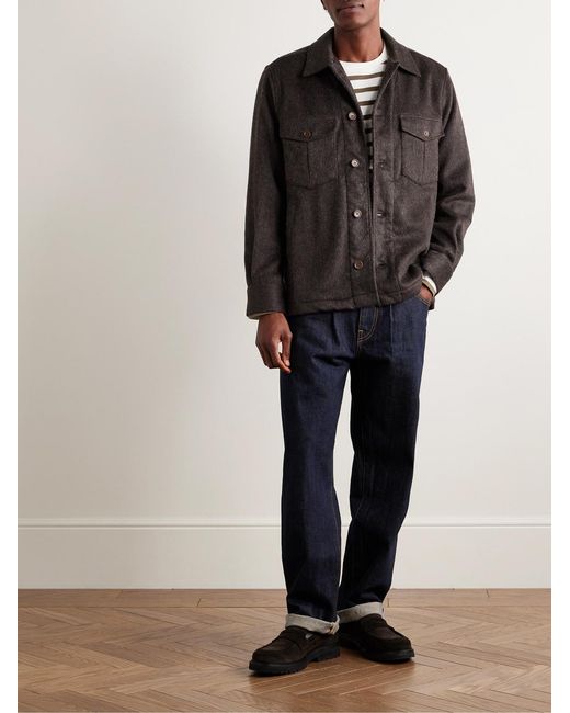 Corridor NYC Black Brushed Wool-Blend Overshirt for men