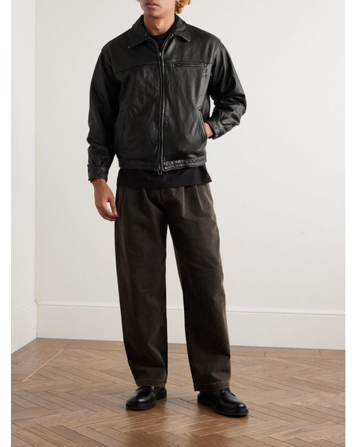 FRIZMWORKS Black Distressed Leather Jacket for men