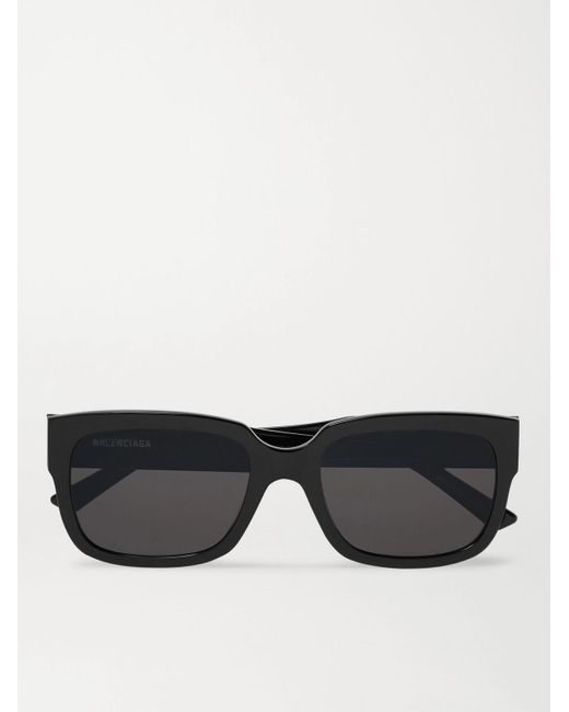 Balenciaga Black Square-frame Logo-print Acetate Sunglasses for men