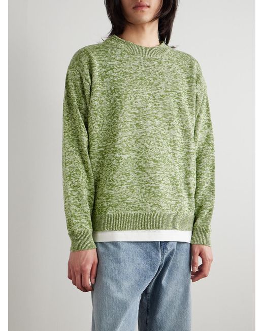 Federico Curradi Green Linen And Cotton-Blend Sweater for men