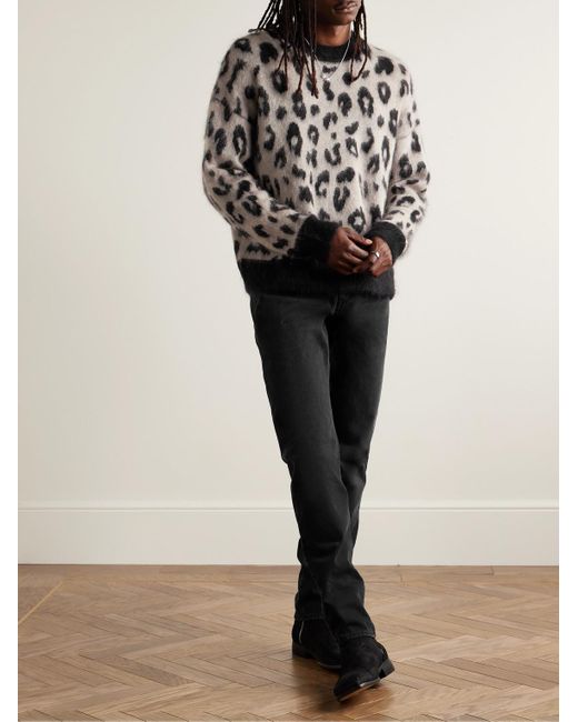 Isabel Marant Black Tevy Leopard-jacquard Brushed-knit Sweater for men