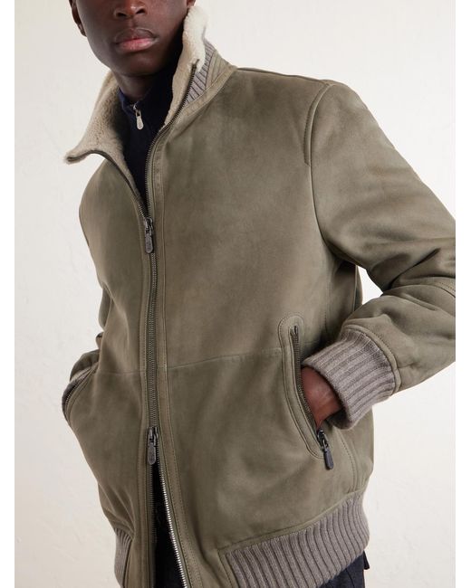 Brunello Cucinelli Shearling Jacket in Green für Herren