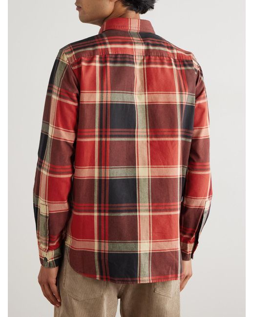 Polo Ralph Lauren Red Checked Brushed-Cotton Oxford Shirt for men