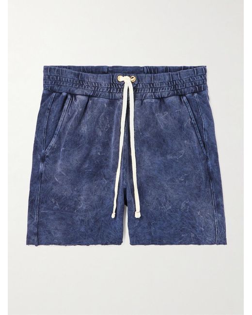 Les Tien Blue Yacht Straight-Leg Garment-Dyed Cotton-Jersey Drawstring Shorts for men