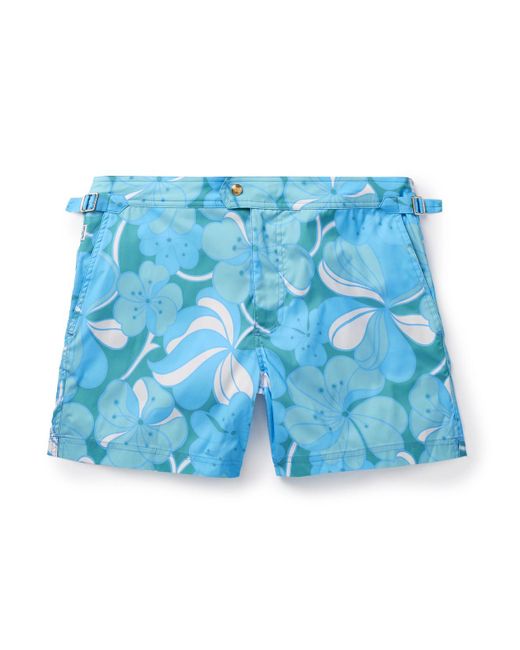 Tom Ford Blue Slim-fit Short-length Floral-print Swim Shorts for men