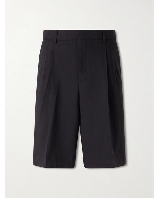 AMI Blue Low-Waist Wide-Leg Cotton Bermuda Shorts for men