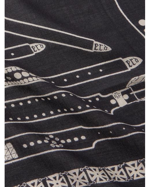 Enfants Riches Deprimes Black Printed Wool And Silk-blend Scarf for men