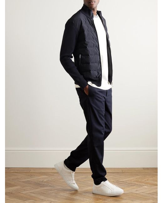 Mr P. Blue Shell And Knitted Cotton Padded Down Jacket for men