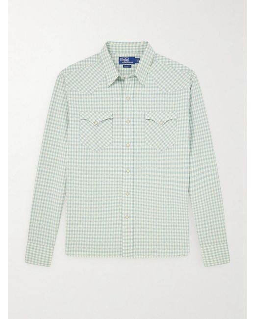 Polo Ralph Lauren Blue Gingham Cotton-Flannel Shirt for men