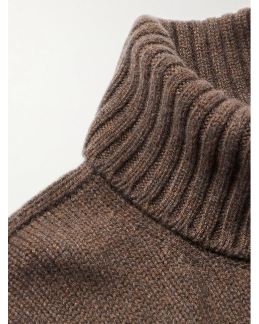 Loro Piana Brown Parksville Baby Cashmere Rollneck Sweater for men