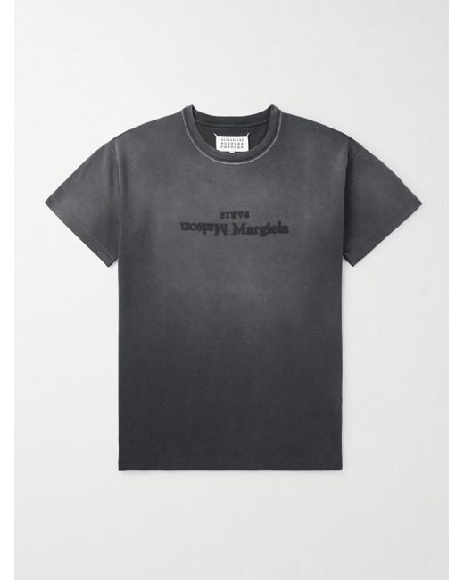 Maison Margiela Black Logo-embroidered Cotton-jersey T-shirt for men