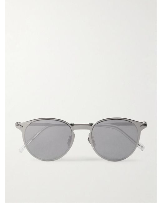 Dior Gray Diorblacksuit R8U Round-Frame-Tone Mirrored Sunglasses for men