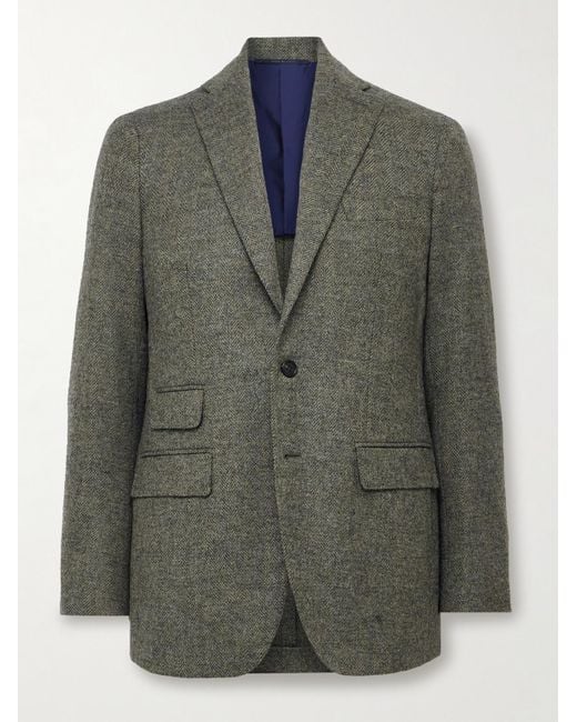 Sid Mashburn Green Kincaid No.3 Slim-fit Herringbone Wool-tweed Blazer for men