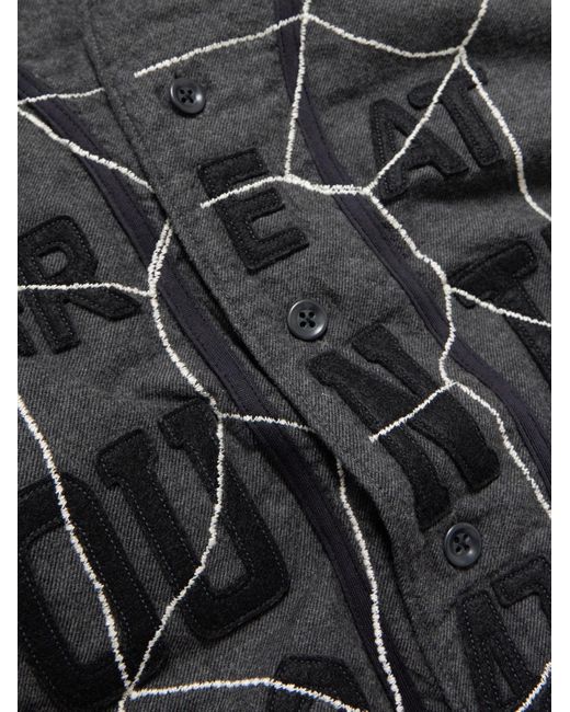 Kapital Gray Embroidered Felt-Trimmed Cotton And Wool-Blend Shirt for men
