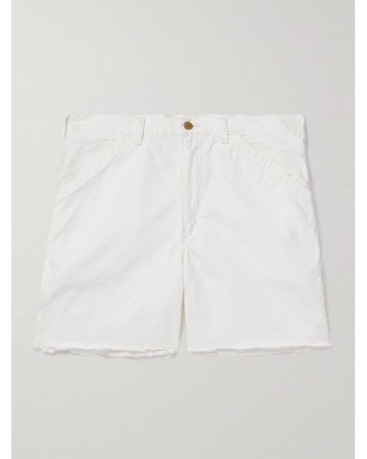 Polo Ralph Lauren White Straight-leg Distressed Garment-dyed Denim Shorts for men