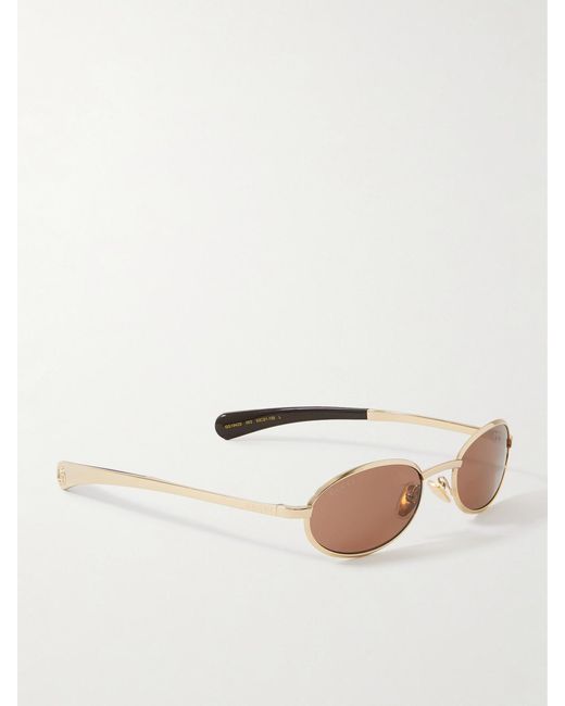 Gucci Metallic Oval-Frame-Tone Sunglasses for men