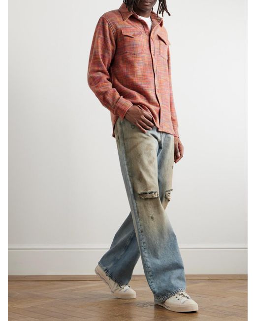 God's True Cashmere Red Flower Space-Dyed Cashmere Shirt for men