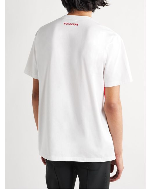Burberry White Printed Cotton-Jersey T-Shirt for men