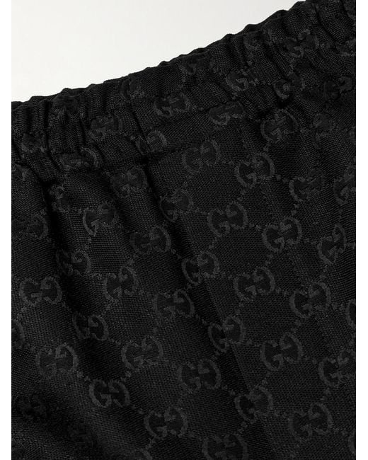 Gucci Black Wide-Leg Monogrammed Linen-Blend Jacquard Shorts for men