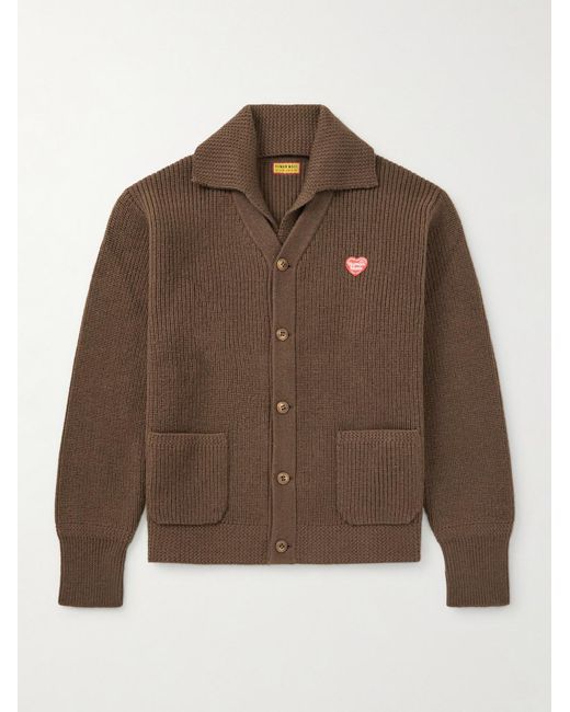 Human Made Brown Logo-Appliquéd Alpaca Cardigan for men