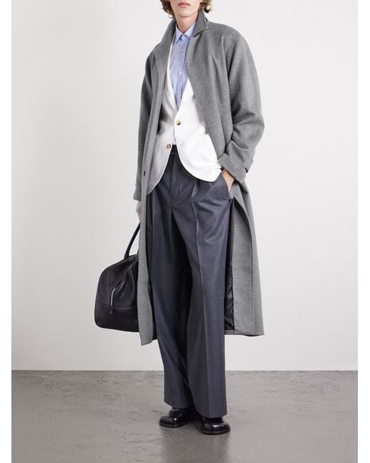 Saman Amel Gray Belted Wool Overcoat for men