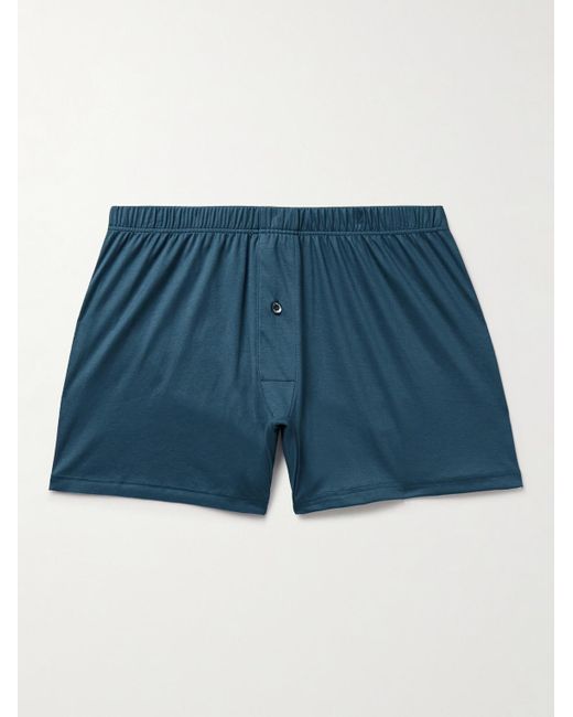 Zimmerli of Switzerland Blue Sea Island Cotton Boxer Shorts for men