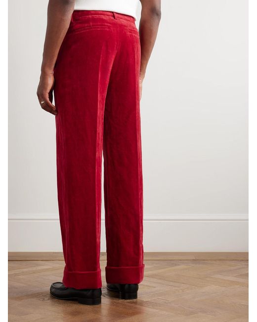 Valentino Garavani Flared Cotton And Linen-Blend Velvet Trousers for men