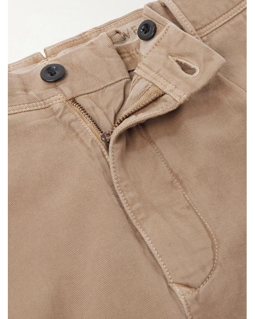 Slowear Natural Tapered Pleated Cotton-blend Gabardine Trousers for men