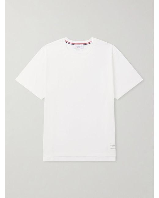 Thom Browne White Logo-appliquéd Cotton-jersey T-shirt for men
