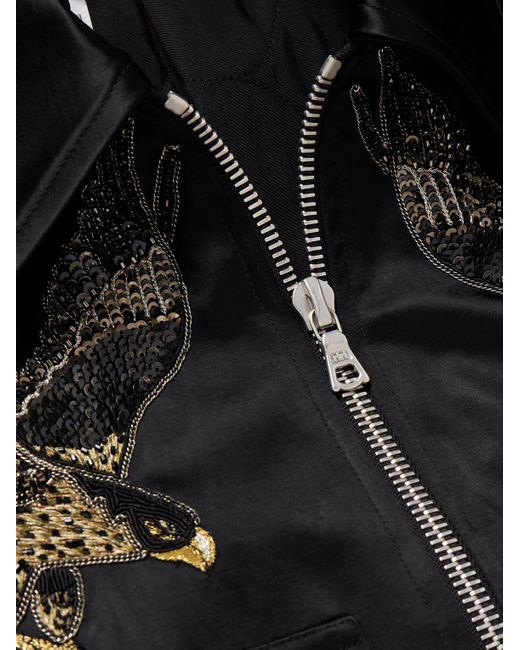 Dries Van Noten Black Embellished Cotton-blend Satin Blouson Jacket for men