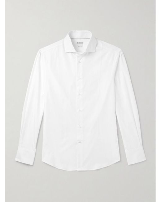 Camicia Slim-Fit di Brunello Cucinelli in White da Uomo