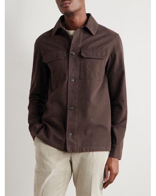 Slowear Brown Incotex Cotton And Cashmere-Blend Overshirt for men