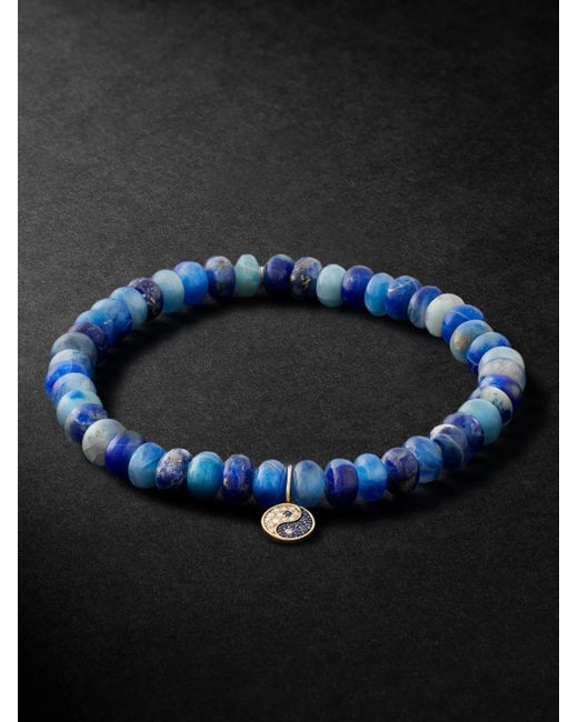 Sydney Evan Black Small Yin Yang Rhodium-plated Multi-stone Beaded Bracelet for men