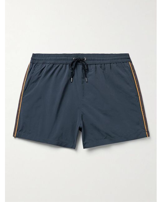 Paul Smith Blue Slim-Fit Short-Length Striped Recycled Swim Shorts for men