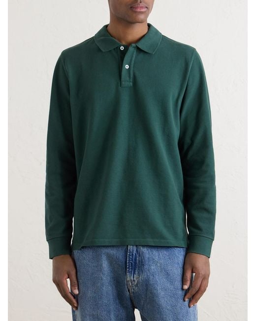 Drake's Green Cotton-Piqué Polo Shirt for men