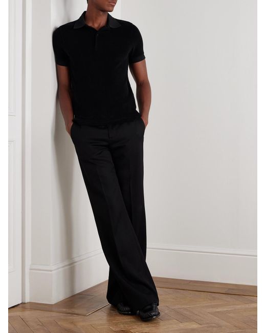 Tom Ford Black Slim-Fit Cotton-Blend Terry Polo Shirt for men