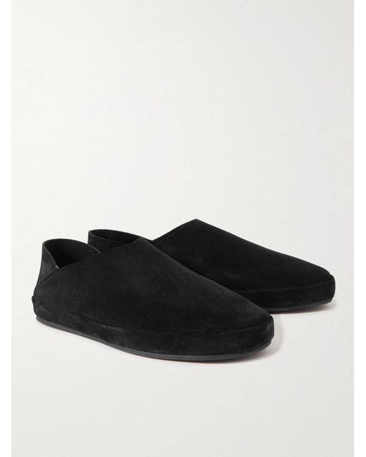 Mulo Black Collapsible-heel Suede Loafers for men