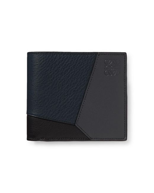 Loewe Blue Puzzle Logo-debossed Leather Billfold Wallet for men