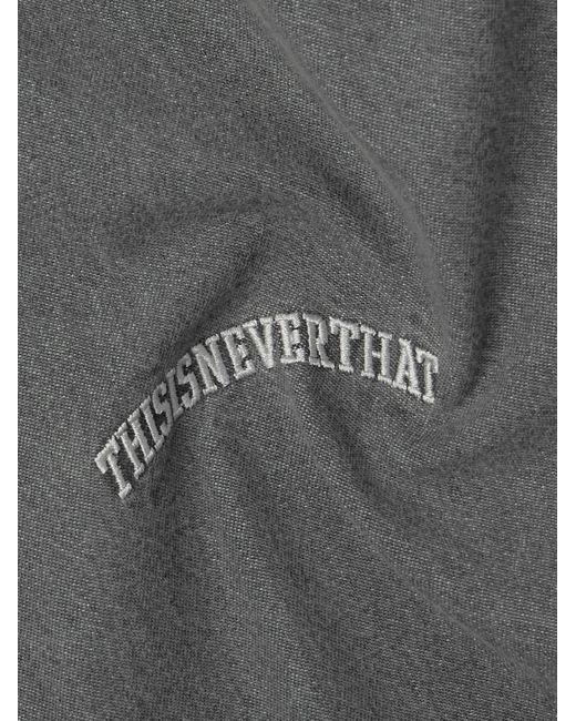 Thisisneverthat Gray Button-down Collar Logo-embroidered Denim Shirt for men