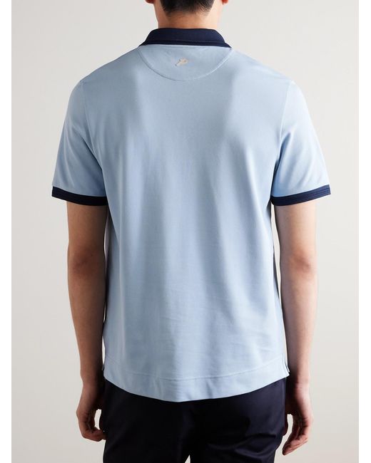 Mr P. Blue Two-Tone Piqué Golf Polo Shirt for men
