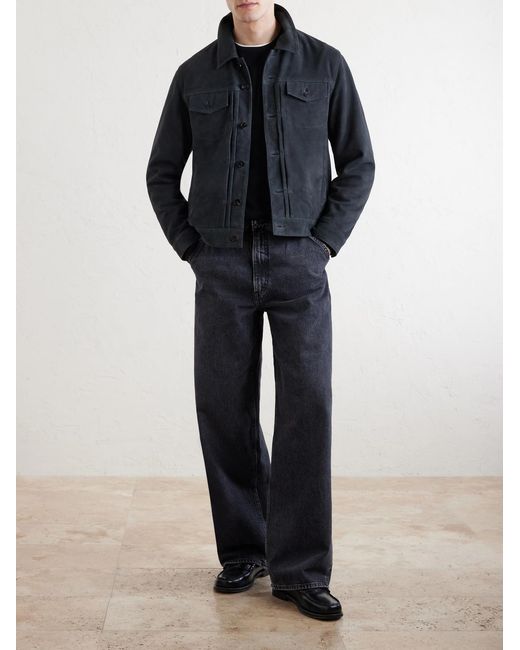Officine Generale Blue Liam Suede Jacket for men