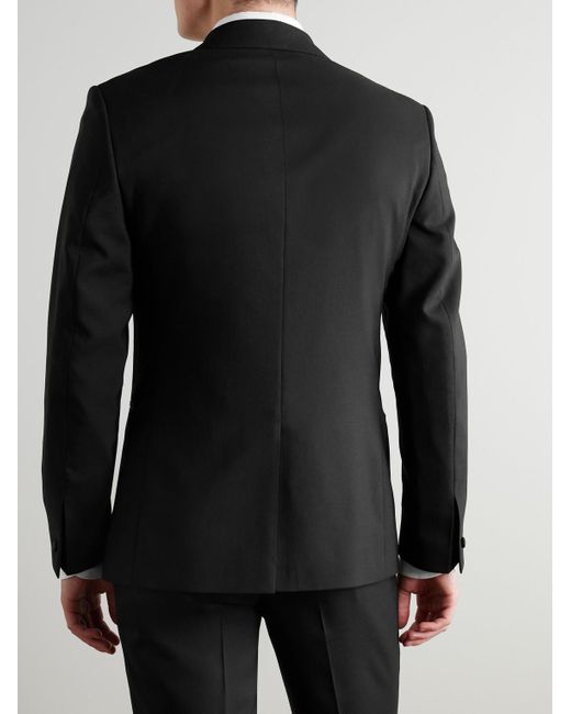 Mr P. Black Slim-fit Satin-trimmed Wool Tuxedo Jacket for men
