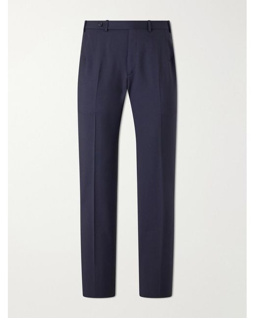 Brioni Blue Plume Straight-Leg Wool And Mohair-Blend Trousers for men