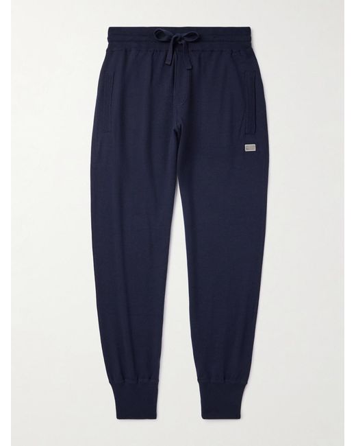 Dolce & Gabbana Blue Logo-Appliquèd Wool Sweatpants for men