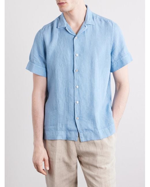 Boglioli Blue Linen Shirt for men
