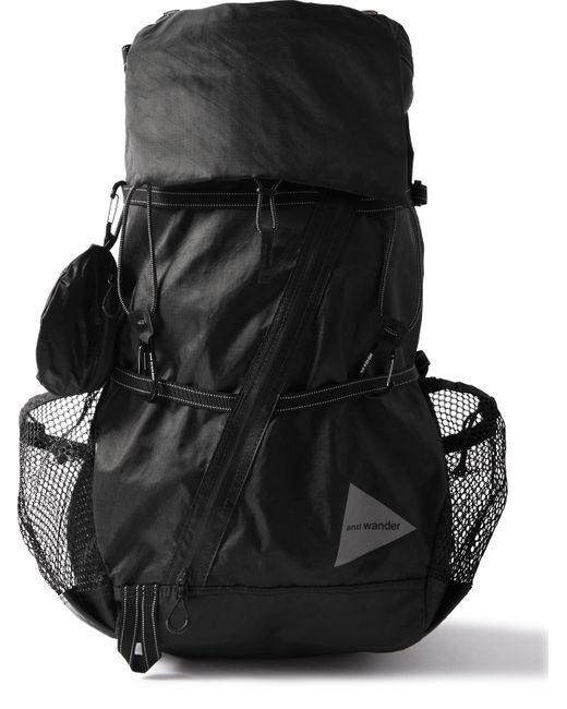 And Wander Black Ecopack Logo-print Recycled Ripstop Backpack for men