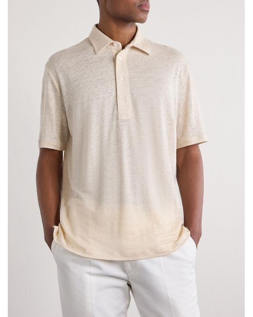 Ralph Lauren Natural Logo-Embroidered Linen-Jersey Polo Shirt for men