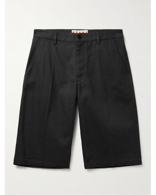 Marni Black Straight-leg Logo-appliquéd Cotton-blend Gabardine Bermuda Shorts for men