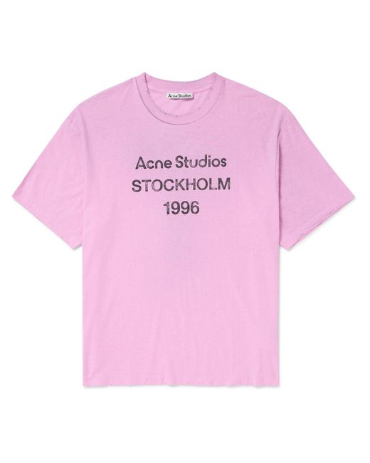 Acne Studios Exford Distressed Logo-Print Cotton-Jersey T