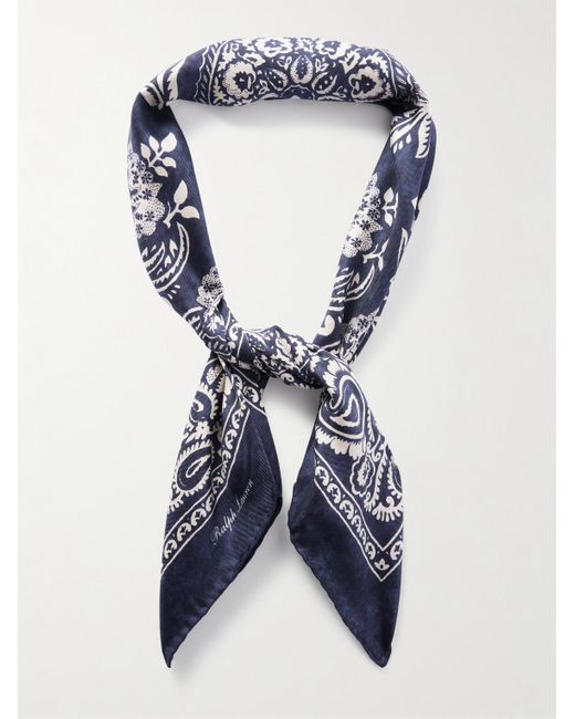 Ralph Lauren Blue Maiori Printed Silk-Twill Bandana for men